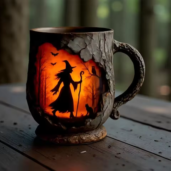 Artisan 3D Halloweeni kruus – nõia ja kassi disainiga